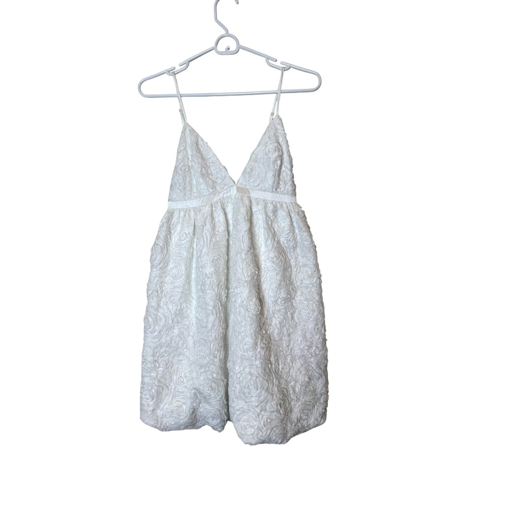 Anthropologie Dress Womens XS White‎ Rosette Lace Bubble Hem Mini Party Wedding